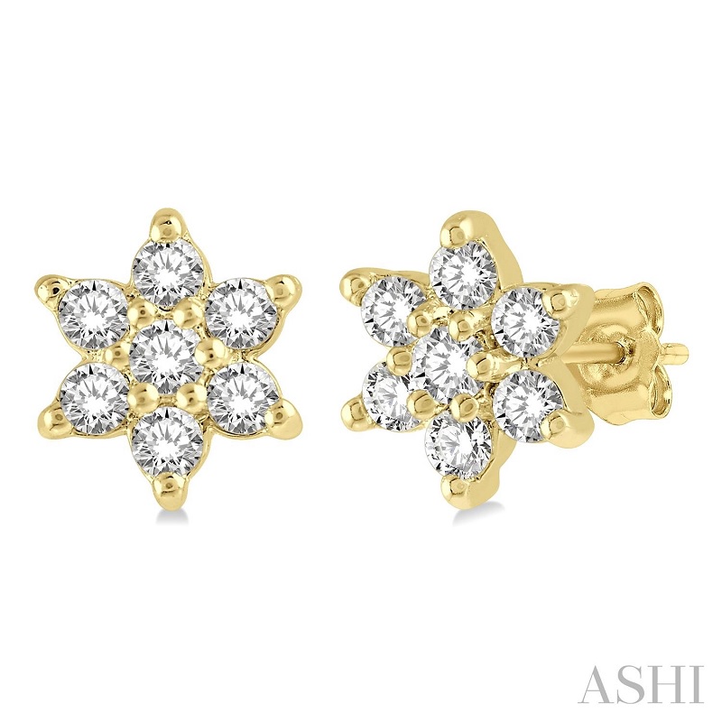 Ashi 1/6 CTW Flower Diamond Earrings