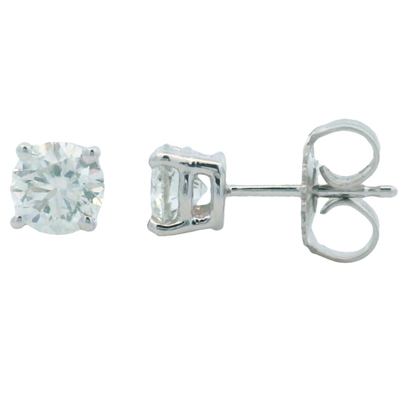 1ct Diamond Solitaire Studs in 14K White Gold