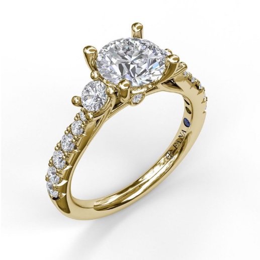 Fana Three Stone with Pave Engagement Ring