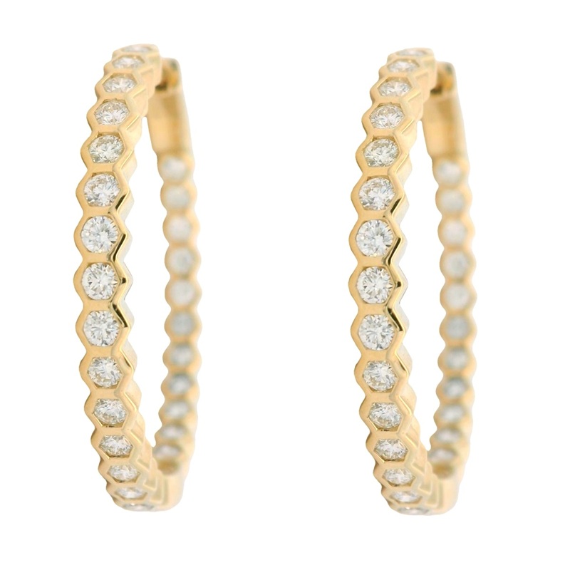 Honeycomb In-and-Out Diamond Hoops