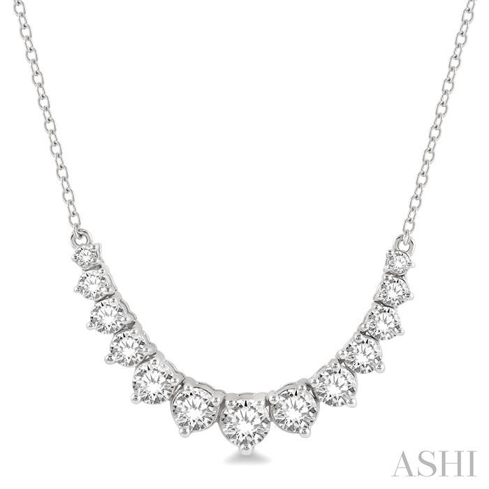 Ashi 1 CTW Graduated Diamond Smile Necklace