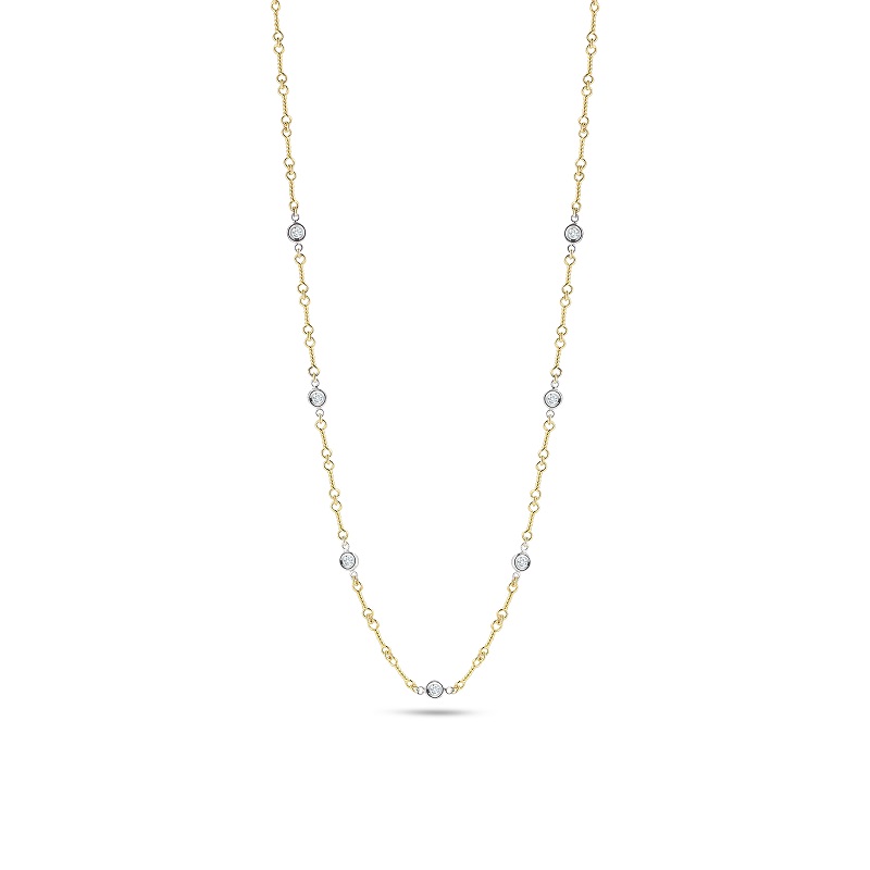 Roberto Coin 18K Dogbone Chain Necklace with Diamond Stations