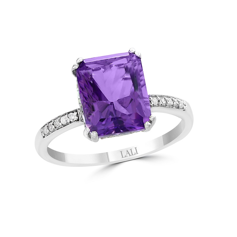 14W  Amethyst and Diamond Ring