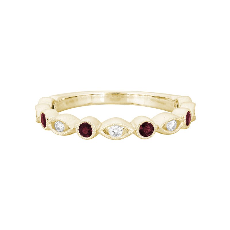 Garnet and Diamond Stacking Band
