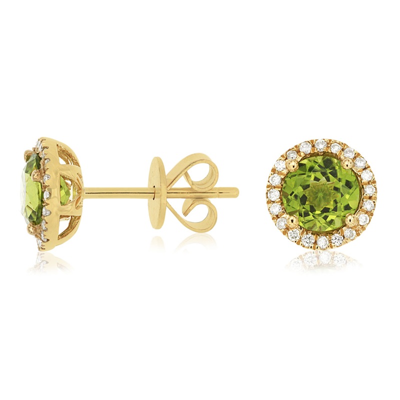 Peridot Studs with Diamond Halo