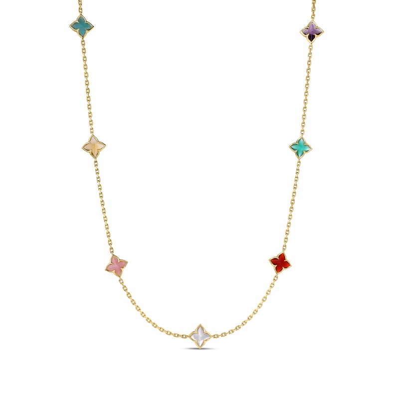 Roberto Coin 18K Venetian Princess Mixed Stone Flower Necklace