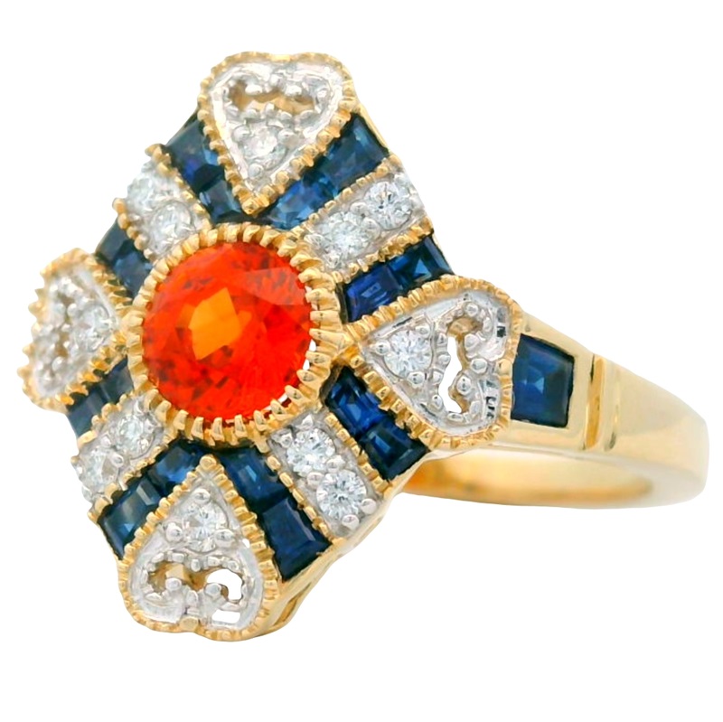 Hidden Heart Sapphire and Diamond Spirit Ring