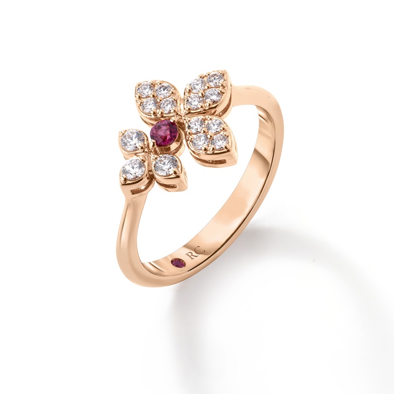 Roberto Coin 18K Diamond and Rubellite Flower Ring