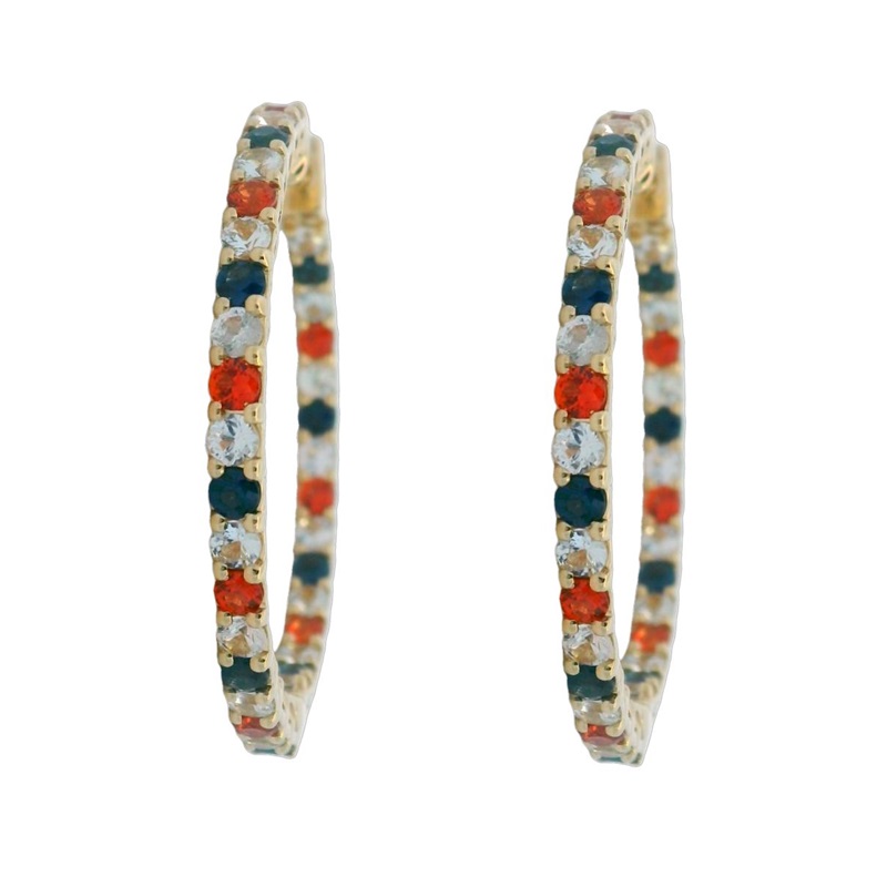Medium Sapphire Spirit Hoops in 14K Yellow Gold