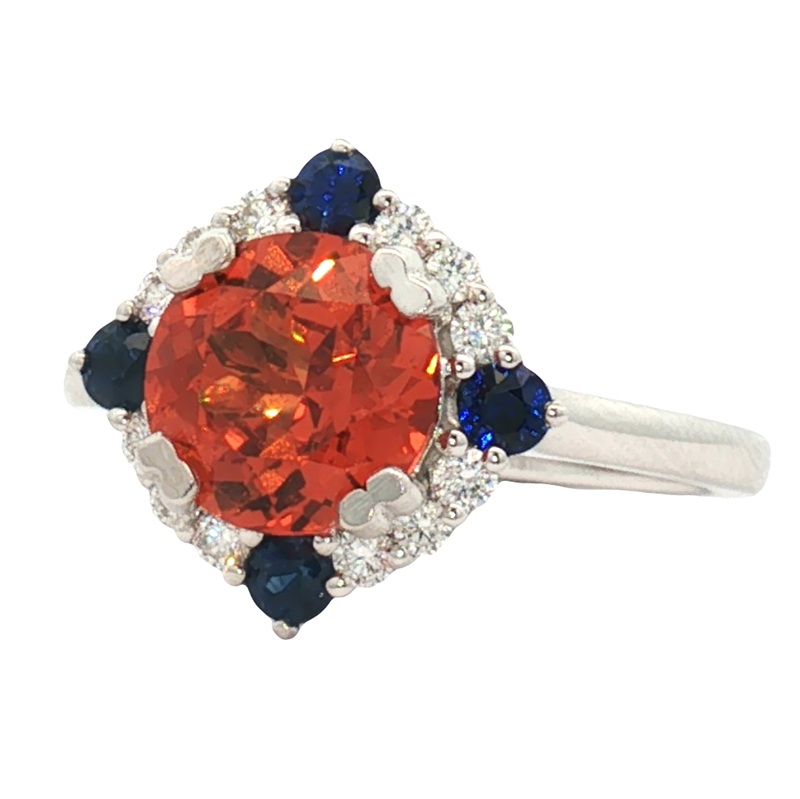 Garnet Spirit Ring with Sapphire Accents
