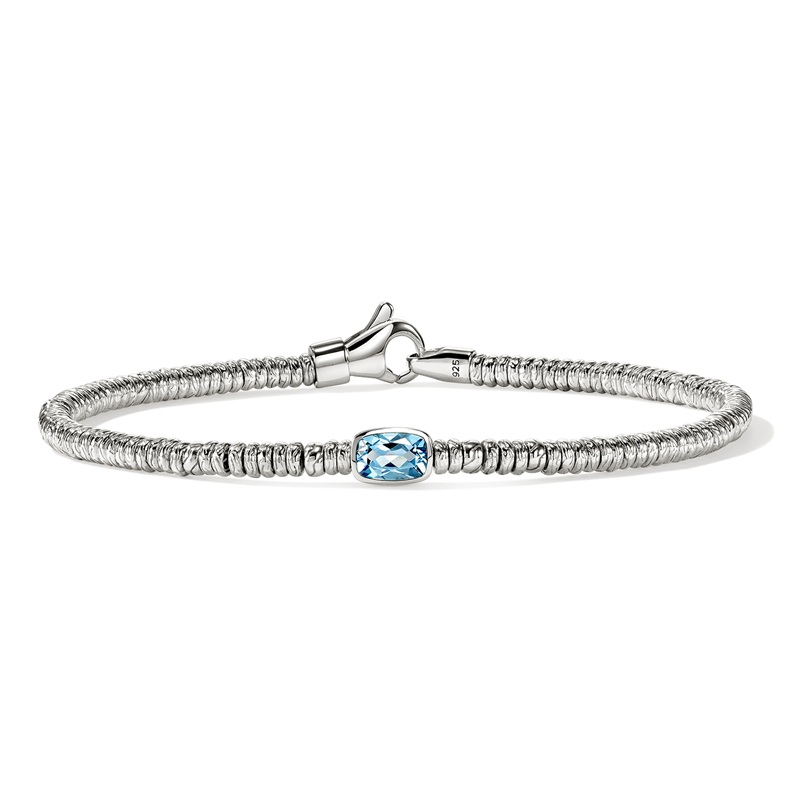 John Hardy 2.5mm Heishi Silver Bracelet with Swiss Blue Topaz