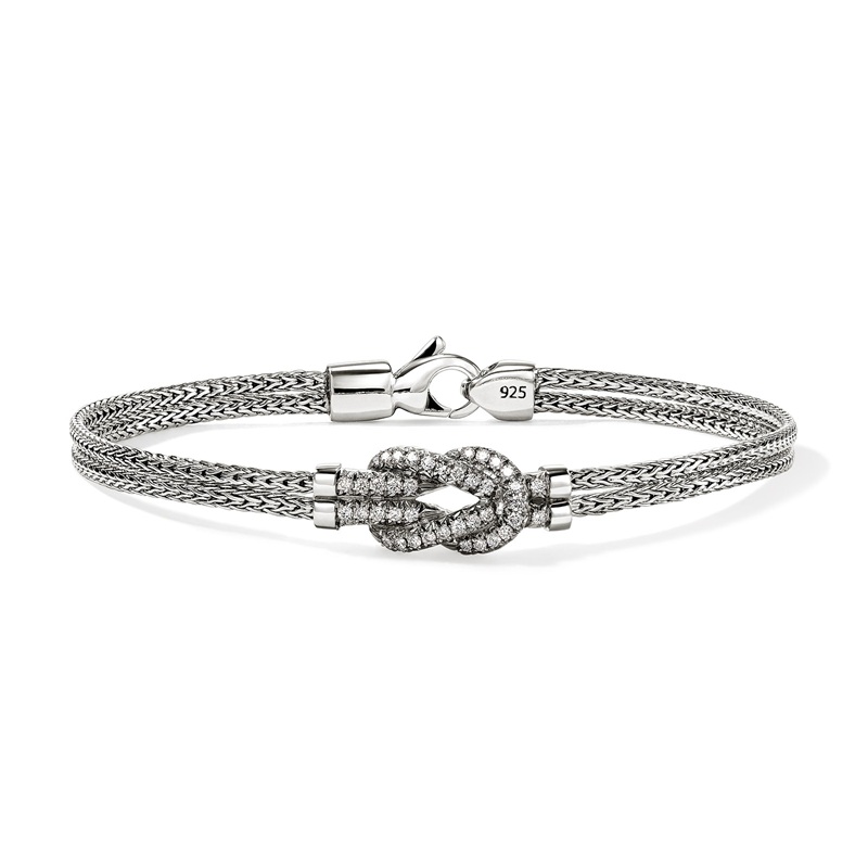 John Hardy 3.6mm Double Row Love Knot Bracelet with Diamonds