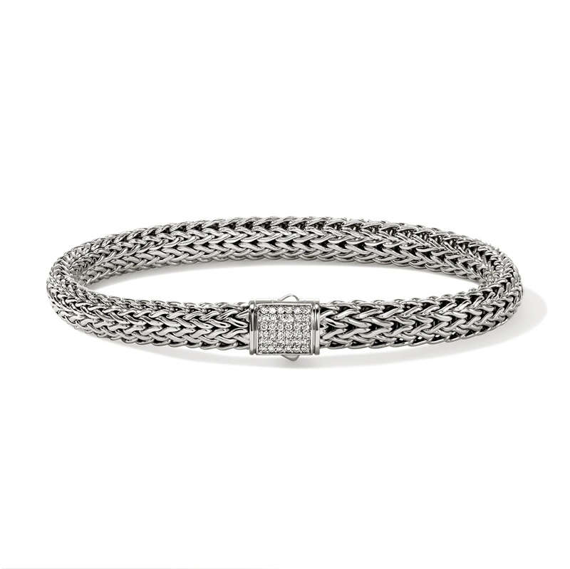 John Hardy 6.5mm Icon Bracelet with Diamonds in Sterling Silver