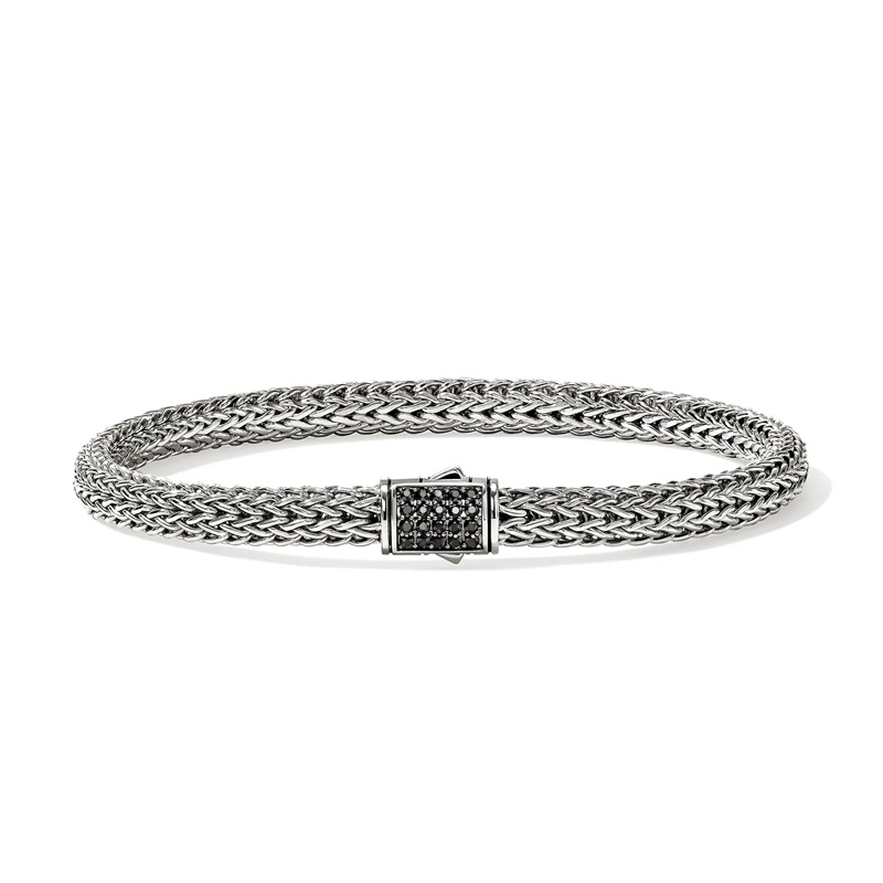 John Hardy 5mm Icon Bracelet with Black Sapphires in Sterling Silver