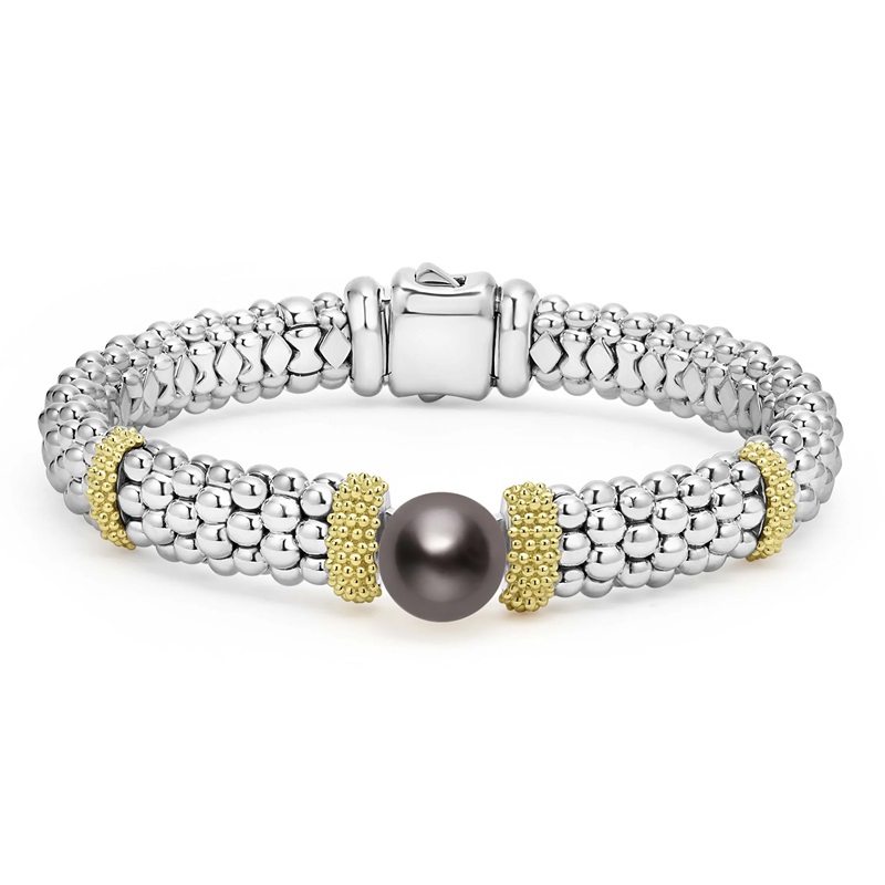Lagos 9mm Two-Tone Tahitian Black Pearl Bracelet