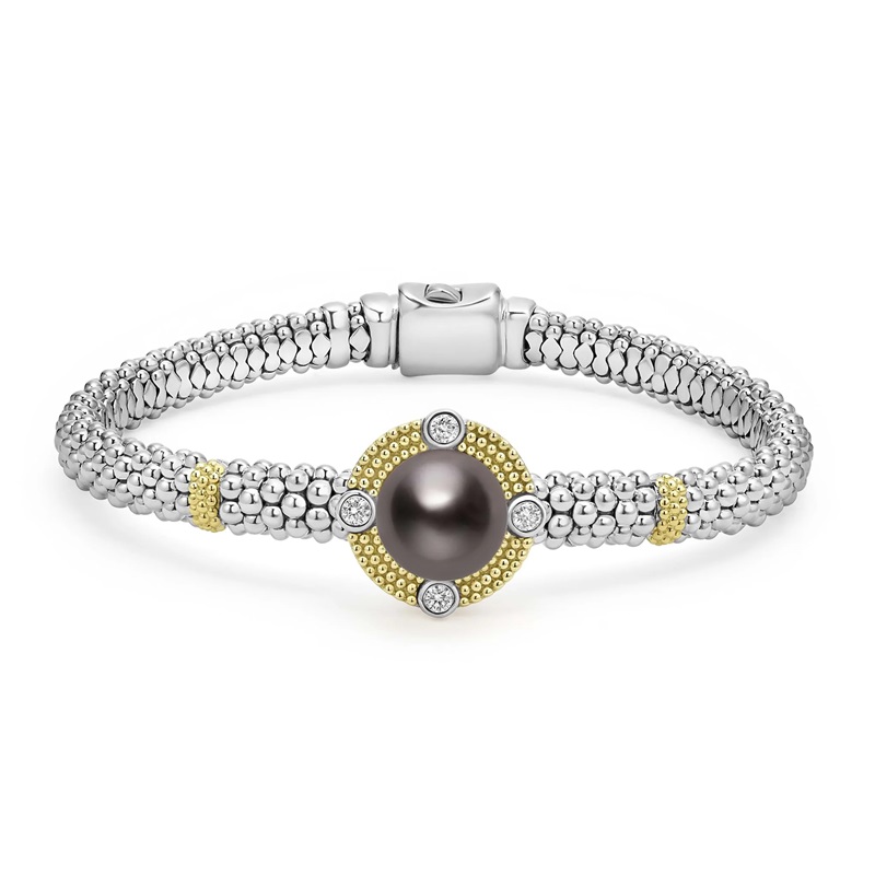 Lagos 6mm Tahitian Black Pearl and Diamond Bracelet