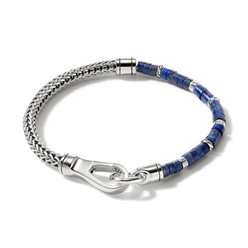 John Hardy 4.5mm Men's Heishi Bracelet with Lapis Lazuli and Hook Clasp