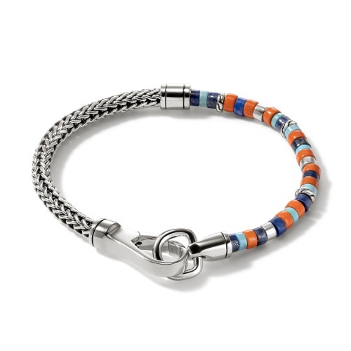 John Hardy 4.5mm Men's Heishi Bracelet with Gemstones and Enamel