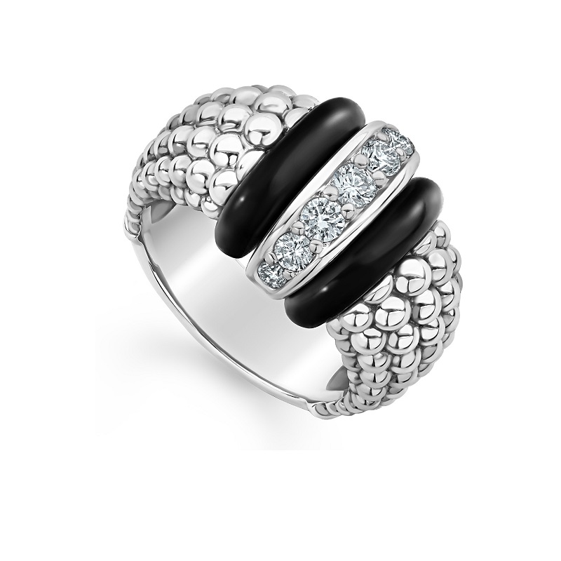 Lagos Single Station Diamond Ceramic Ring