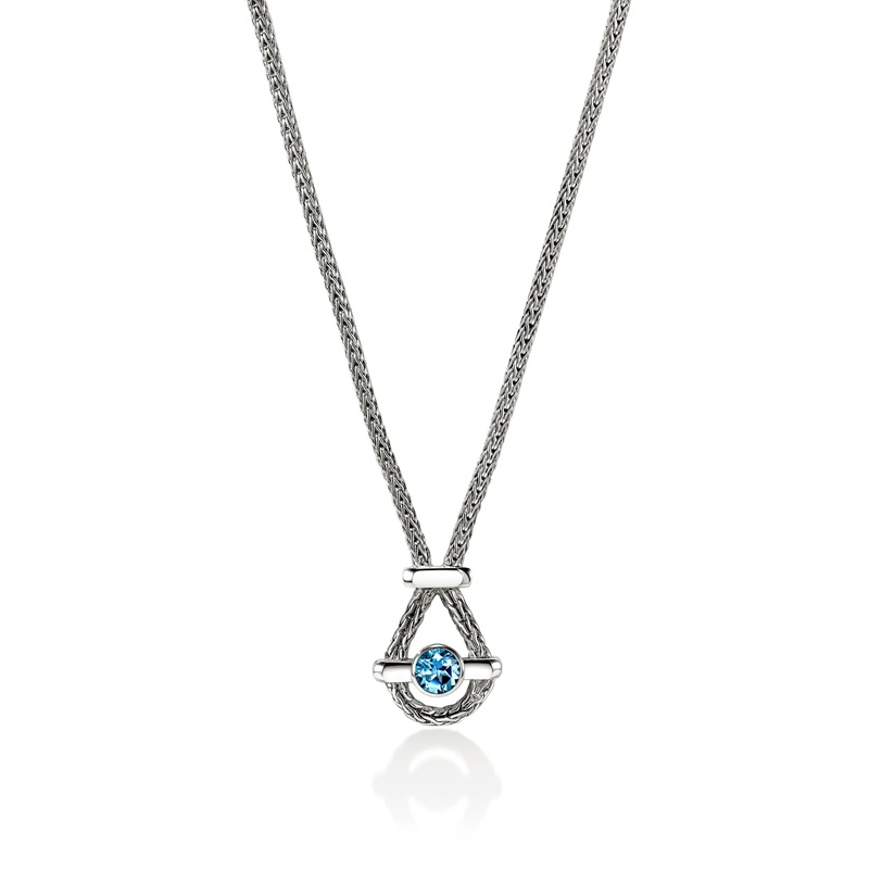 John Hardy Icon Necklace with Swiss Blue Topaz in Sterling Silver