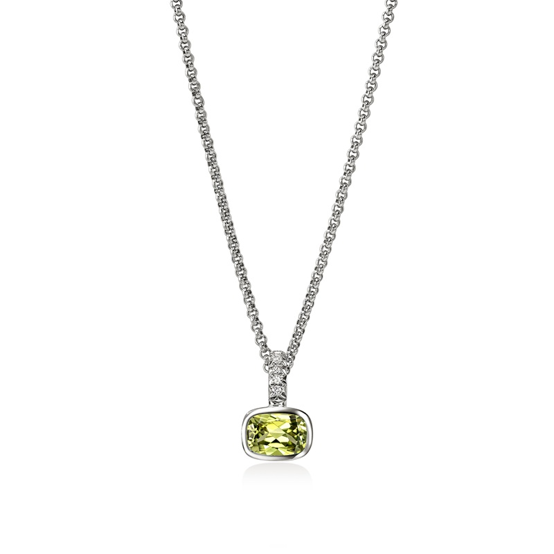 John Hardy Heishi Silver Pendant with Peridot and Diamonds
