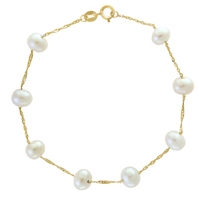 14Y Tin Cup Pearl Bracelet
