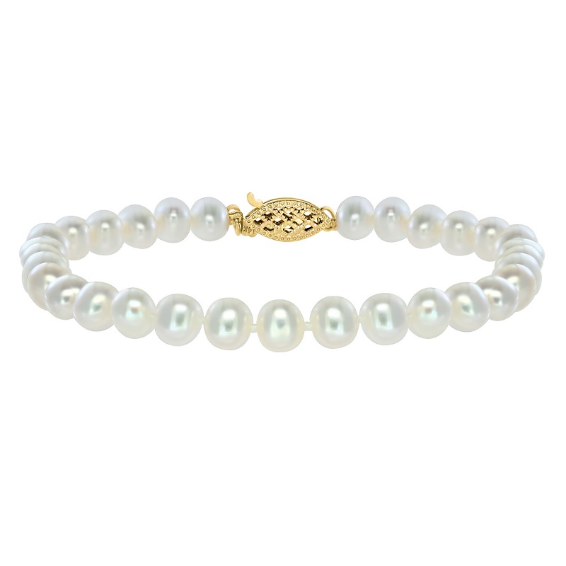 14Y 5x5MM Freshwater Pearl Bracelet