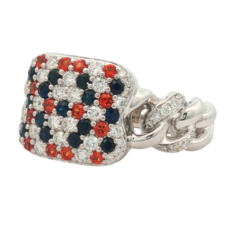 Sapphire and Diamond Spirit Ring with Curb Band