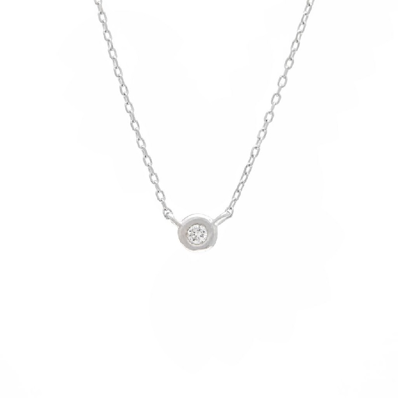 Small Diamond Bezel Necklace in White Gold