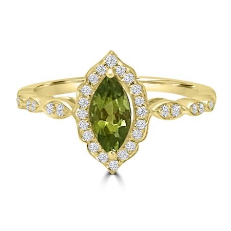 Marquise Peridot Ring with Halo