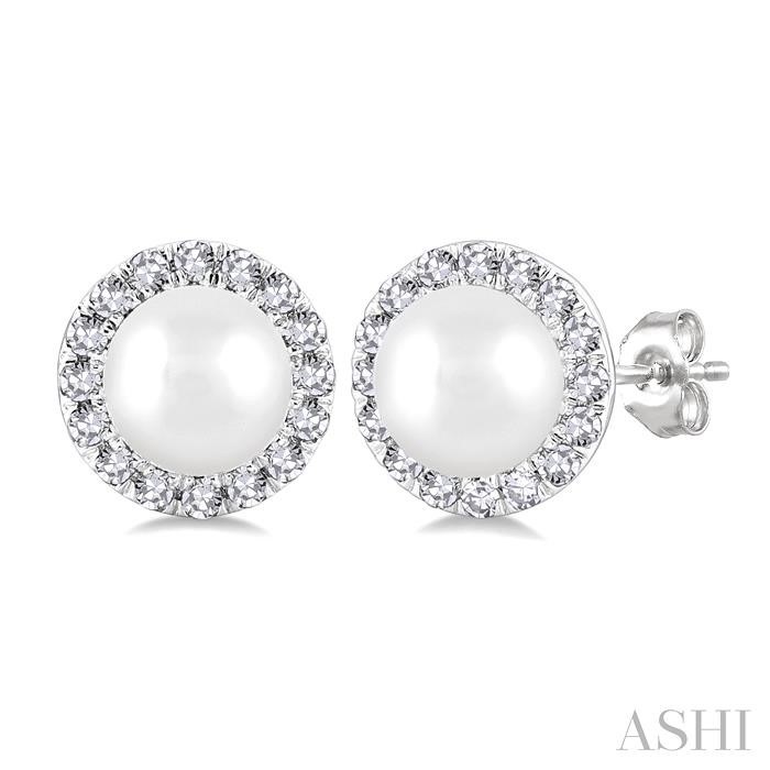 Ashi Pearl and Diamond Halo Earrings