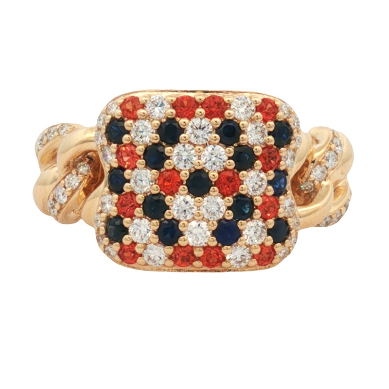 Sapphire and Diamond Spirit Ring with Curb Band