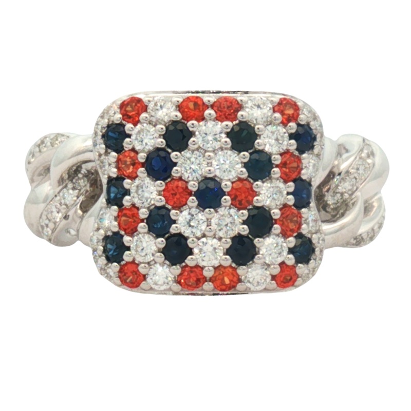 Sapphire and Diamond Spirit Ring with Curb Band