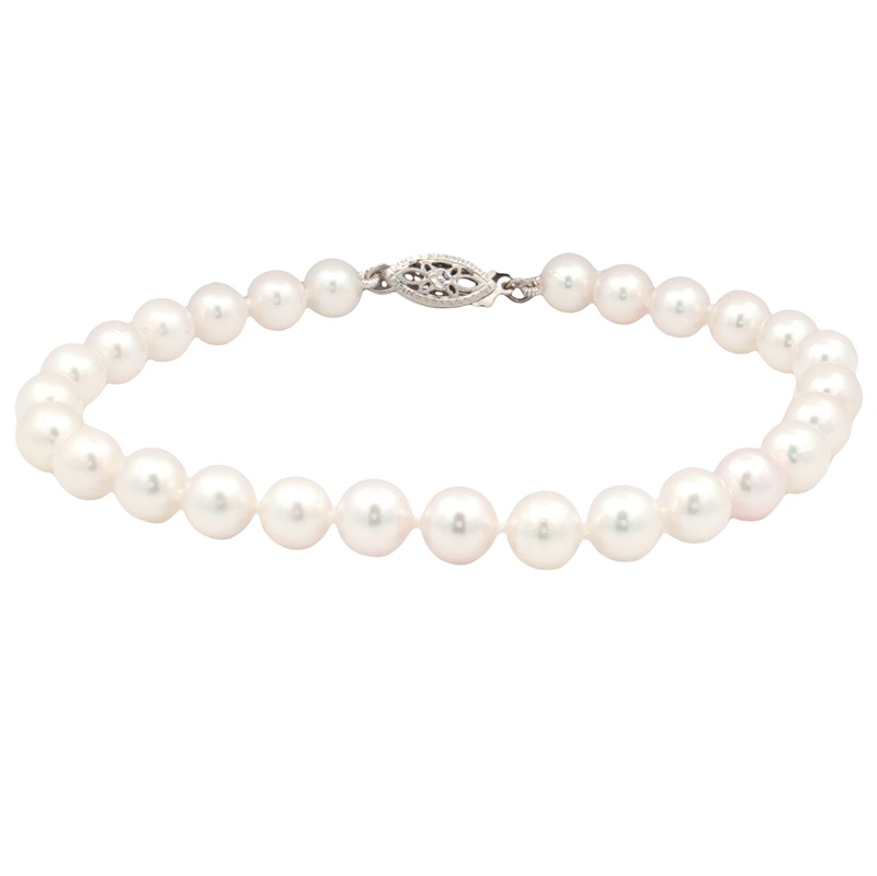 6-6.5mm Akoya Pearl Bracelet with 14K White Gold