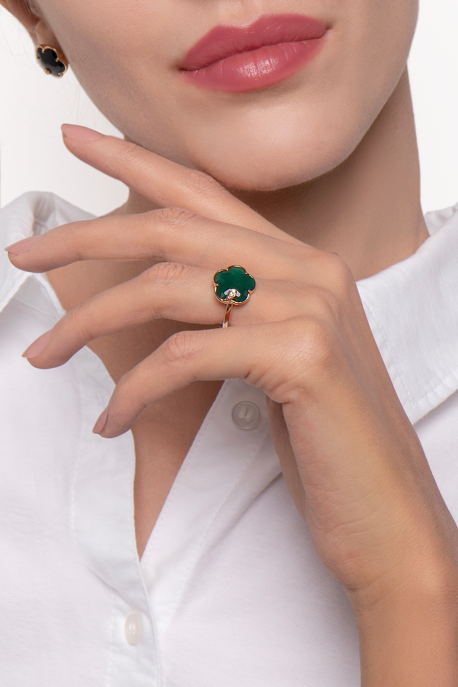 18K PINK GOLD JOLI GREEN QUARTZ RING 0.04-DIA, 3.86-GREEN QRTZ. 