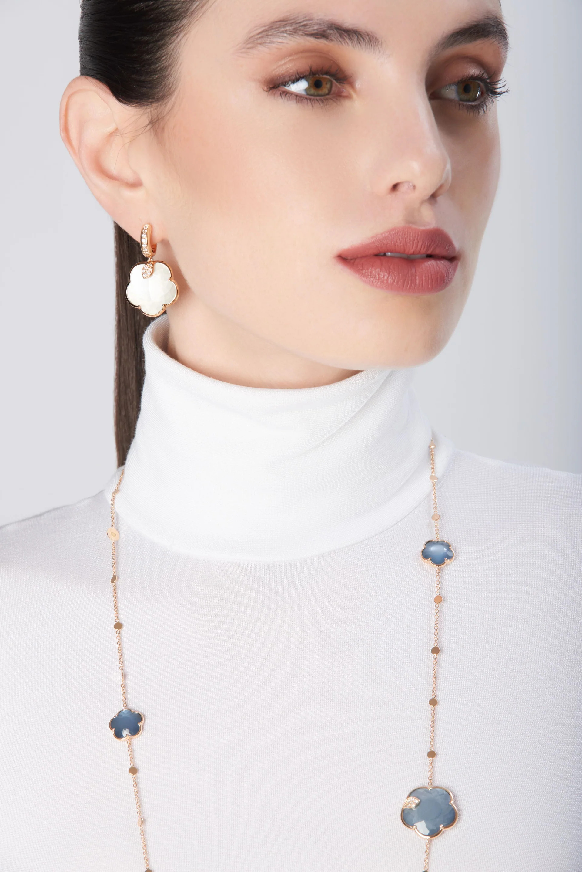 18K ROSE GOLD TON JOLI EARRINGS WITH MOONSTONE, MOP AND DIAMOND DIA-0.44. WHTS- STONE-22.34, GLD 9.87