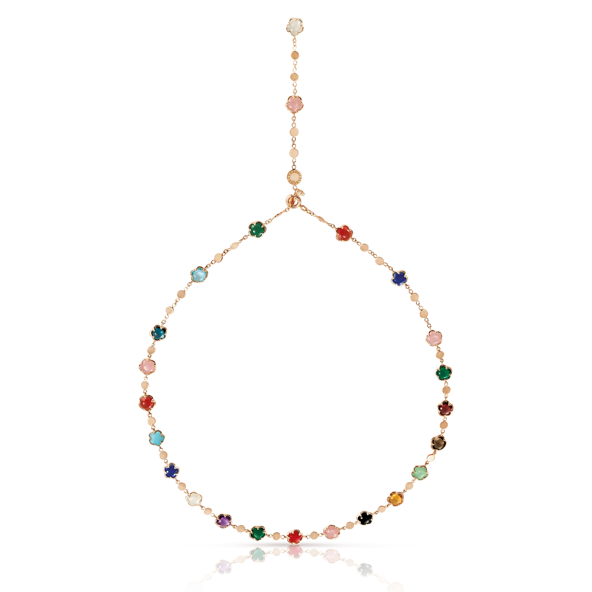 18K ROSE GOLD FIGLIA DEI FIORI NECKLACE WITH RAINBOW GEMS AND DIAMONDS. DIA-0.01, COLOR STONES -12.75, GLD-8.25