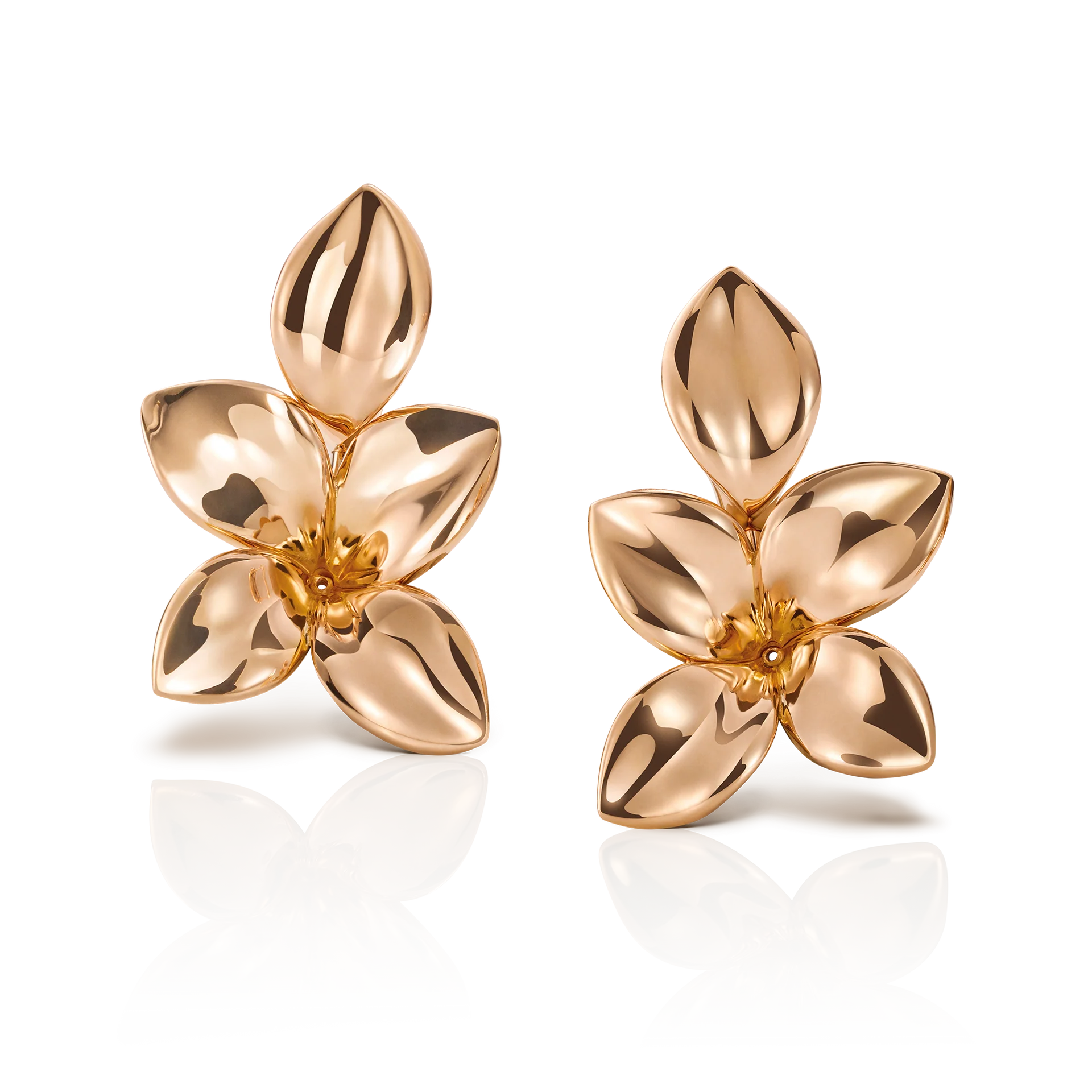 18K ROSE GOLD GIARDINI SEGRETI FIVE LEAVES SMALL EARRINGS WITH WHITE DIAMONDS. DIA-0.02 GLD-11.50