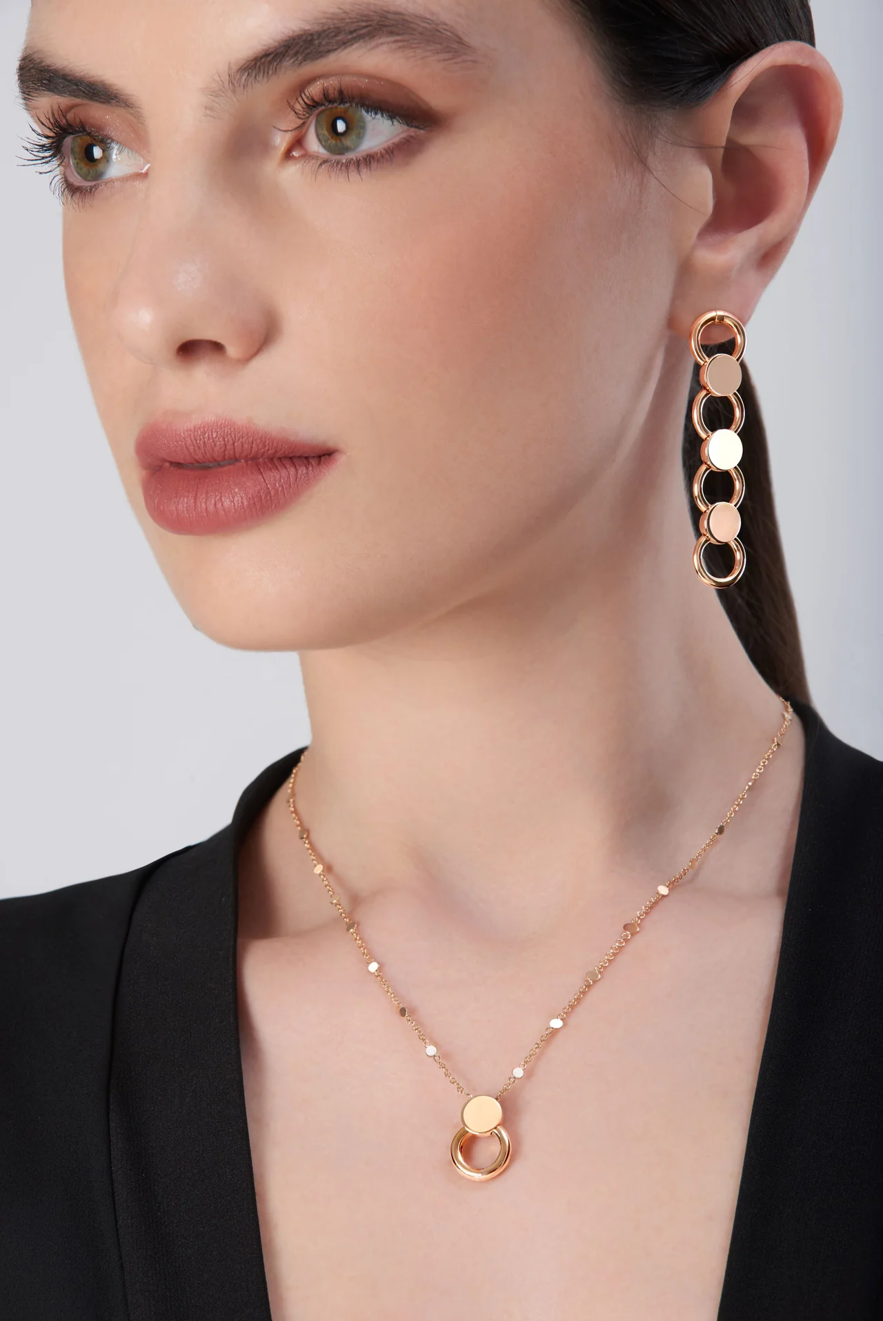 18K ROSE GOLD LUCE PENDANT DOUBLE WEARING EARRINGS. GLD-14.73