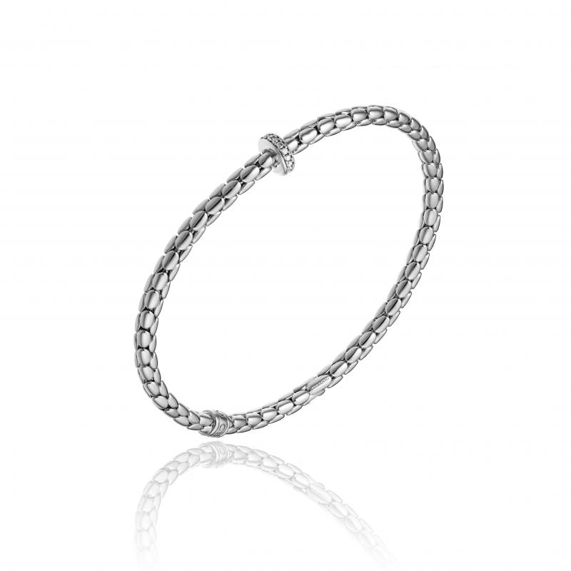 18K WHITE GOLD STRETCH SPRING BRACELET WITH 0.10 VS-G WITH DIAMOND RING