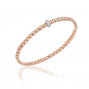 CHIMENTO 18K ROSE GOLD DIAMOND RING STRETCH SPRING BRACELET 0.10 VS-G. 