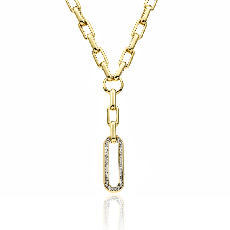 18K YELLOW GOLD X-TEND NECKLACE WITH DIAMOND LINK. 0.42 VS-G 38.90GR
