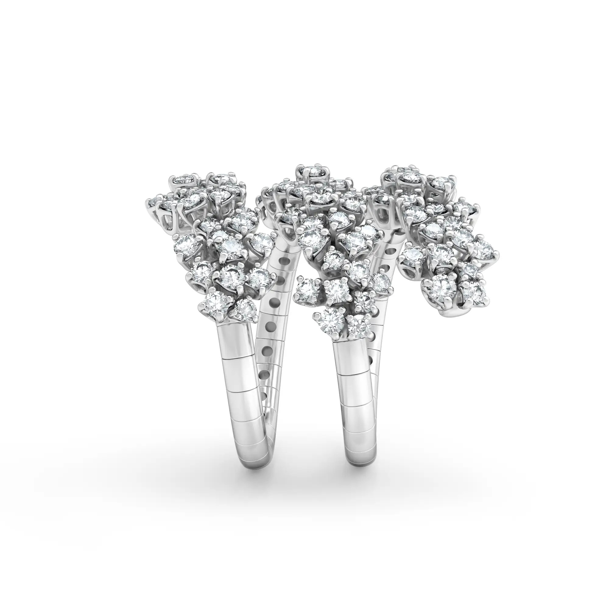 Damiani 18k White Gold Mimosa Flexi Diamond size 12-14. 