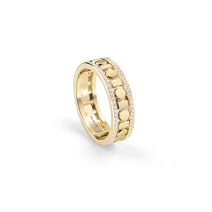 Damiani 18k Yellow Gold Belle Epoque Reel Diamond Ring 5.70mm .38ctw. 
