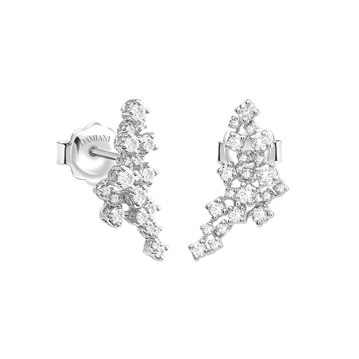 Damiani 18k White Gold Mimosa Diamond Earrings. 