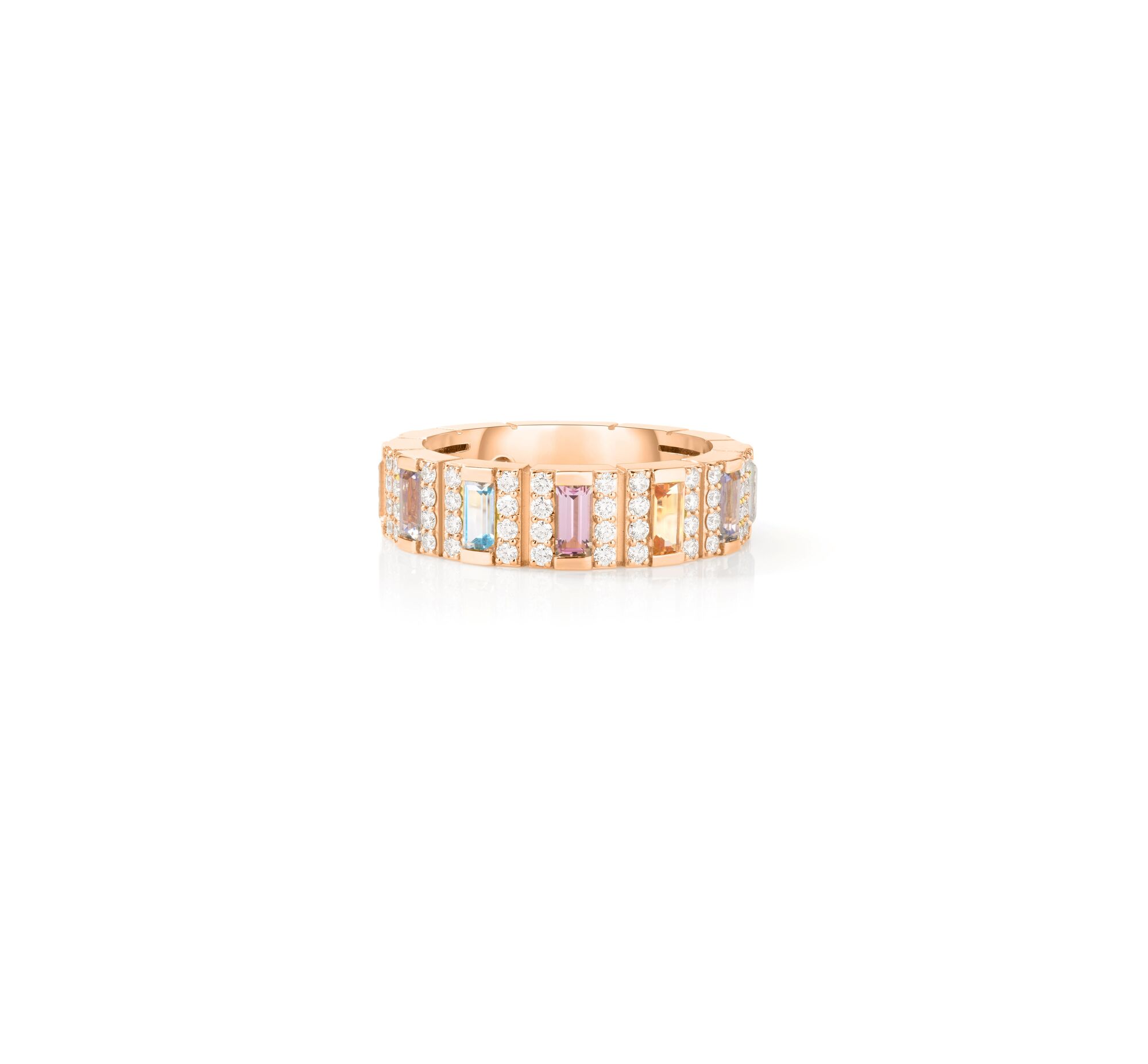18k Rose Gold Obelisco PavÃ© Diamond & Mixed Stones Ring (size 6.5)