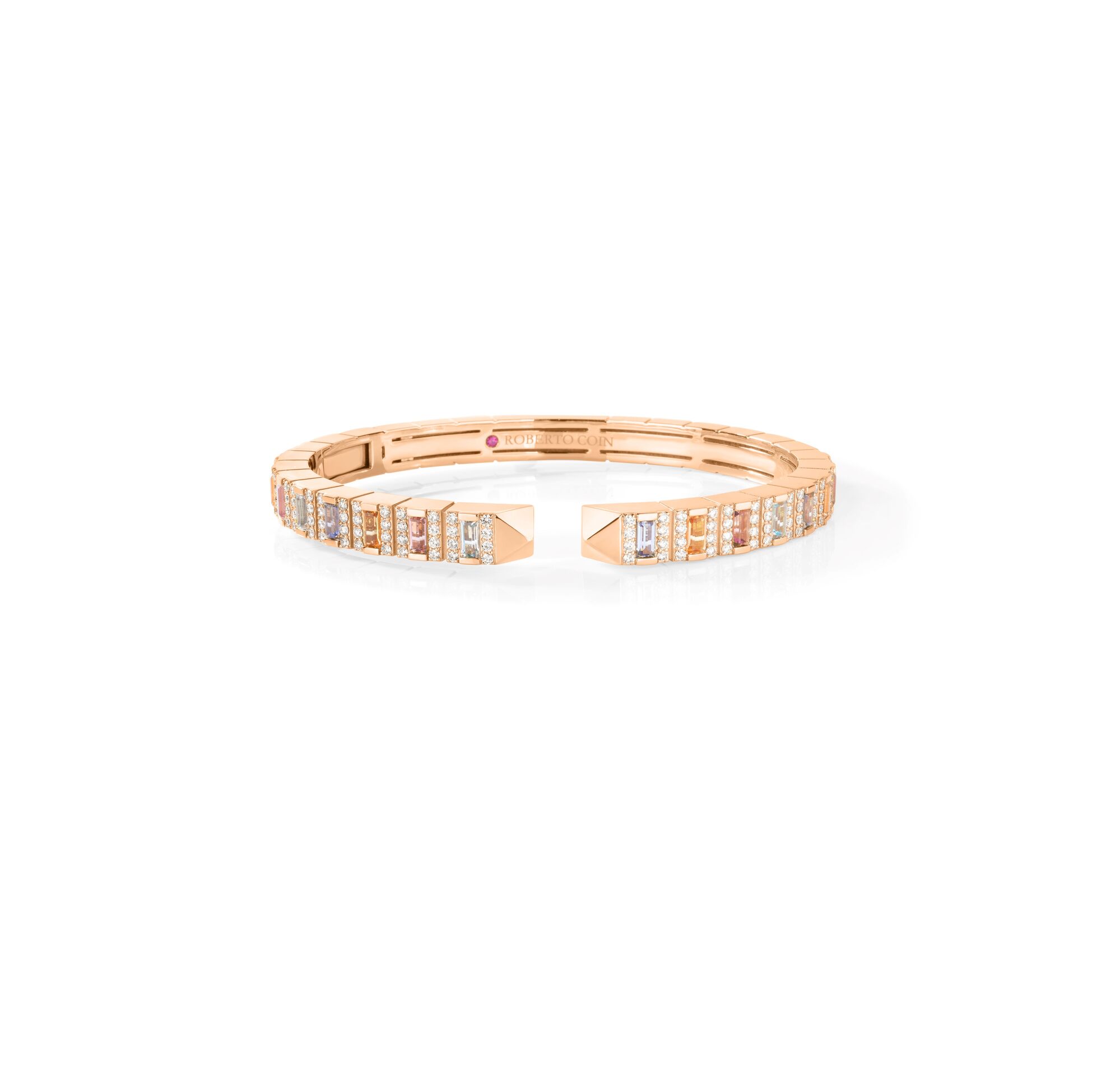 18k Yellow Gold Obelisco PavÃ© Diamond & Mixed Stones Bangle