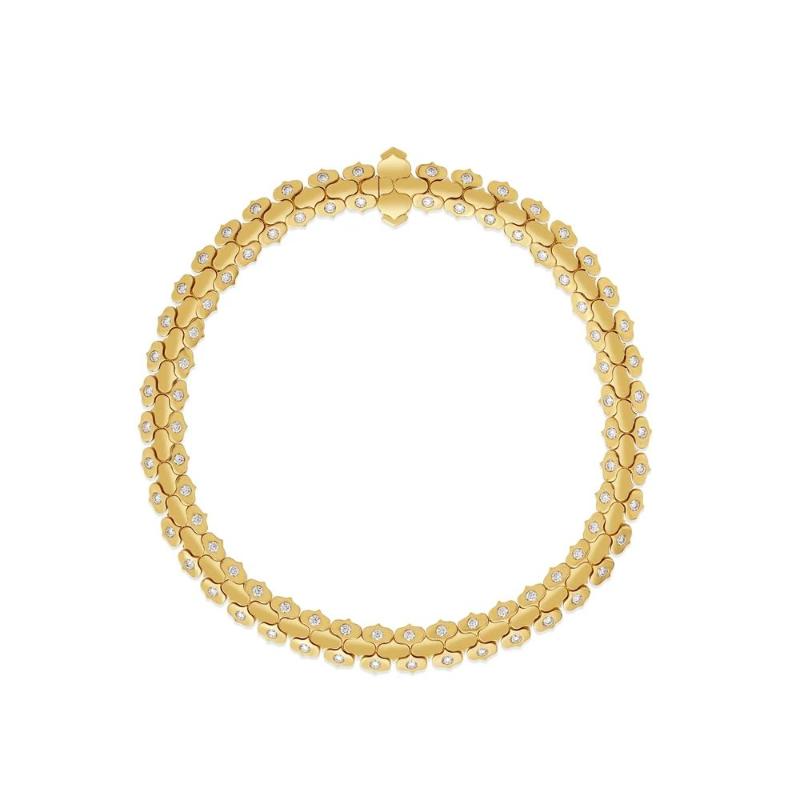 18K Yellow Gold Cobra Diamond Edge Bracelet. 