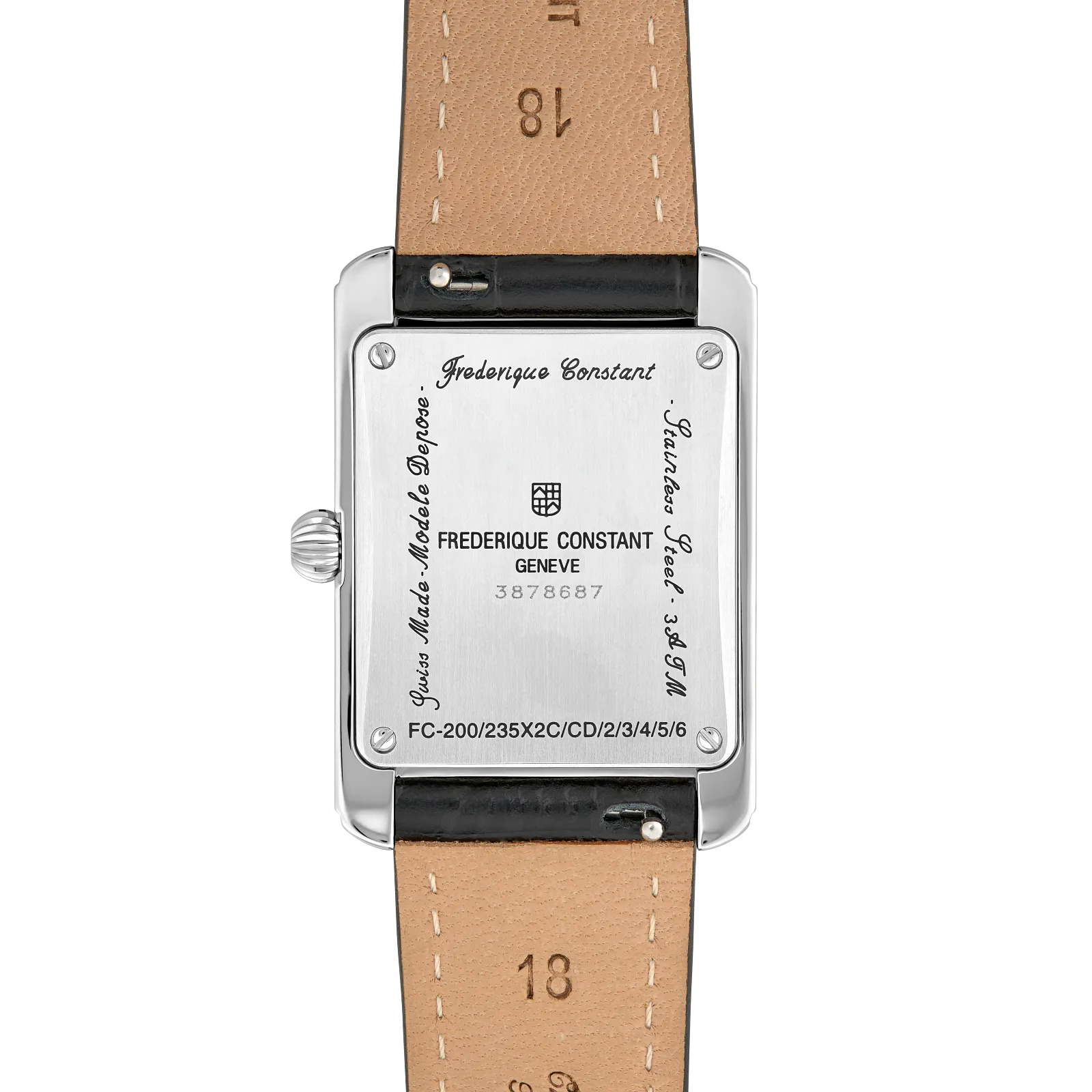 Classics Carrée Small Seconds with Diamond-Set Roman Numeral Dial and Black Leather Strap