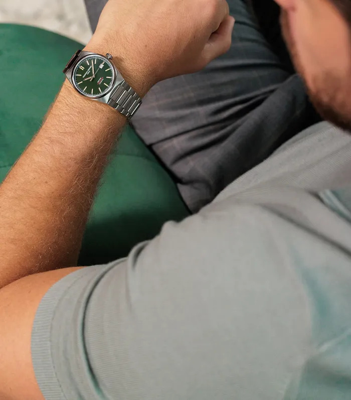 39mm Highlife Automatic COSC Men's Stainless Steel Watch with Green Dial